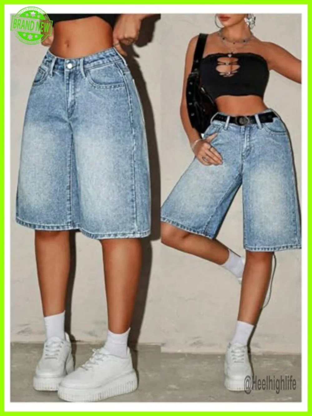 GORGLITTER Baggy Jorts Low Rise Denim Bermuda Jean Shorts